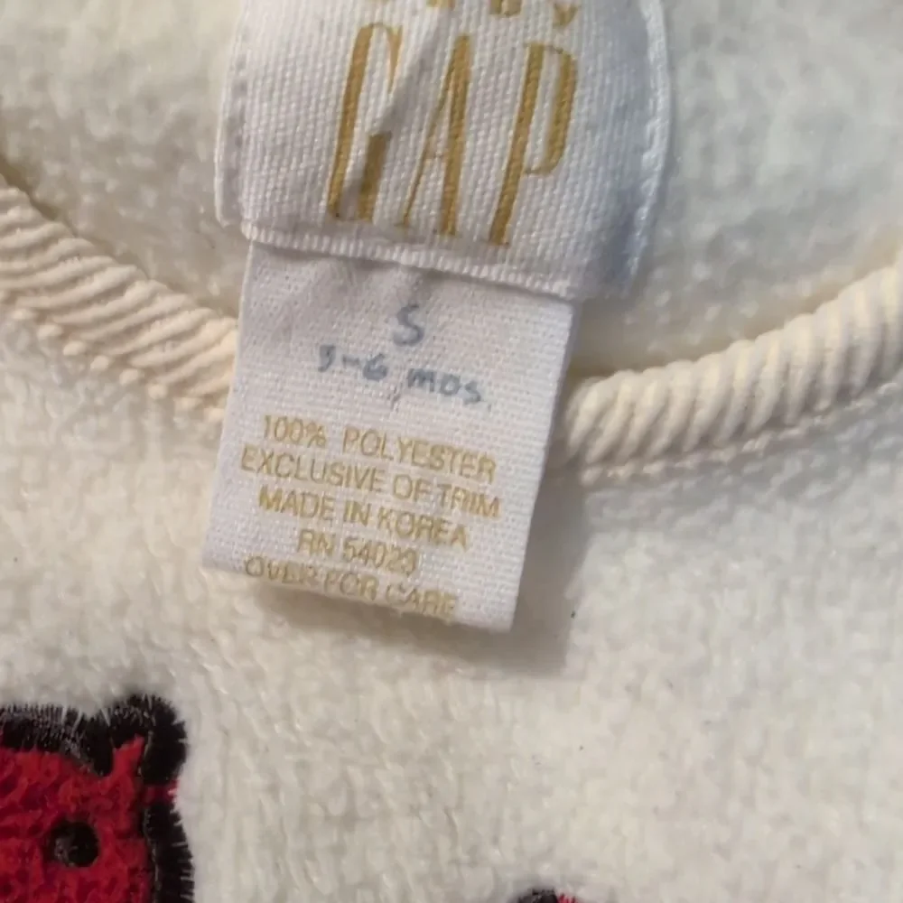 Gap Baby Y2K Vintage White Fleece‎ Embroidered Squirrel Romper Outfit 3/6 Months